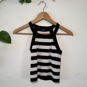 Brandy Melville Black and White Stripe Cropped Ribbed Top